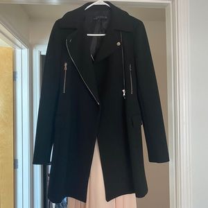Zara - Black Moto Zipper Coat